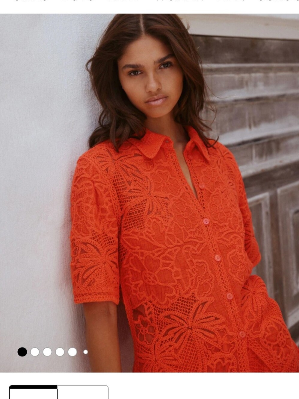Next Women’s Orange Lace Button-Front Swim Cover-Up